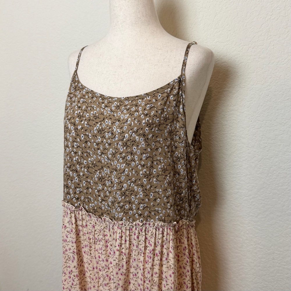 Boho Tiered Spaghetti Strap Maxi Dress - Pink and Brown - Picture 8 of 12